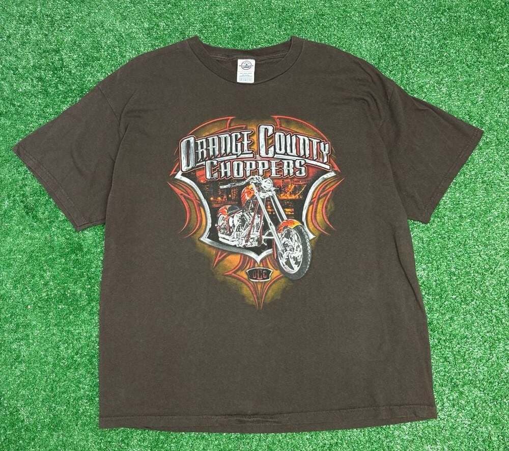 Y2K Orange County Choppers T-Shirt Brown Motorcycle Y2K